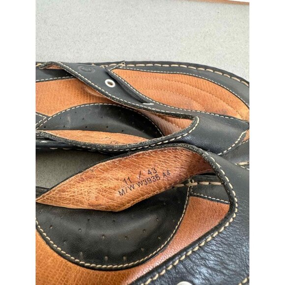 Born Black Leather W3936 T Strap Sandals Flip Flops 11/43 Casual Cushion Shoe - Picture 7 of 11